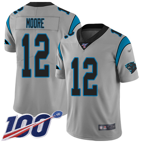 Carolina Panthers Limited Silver Youth DJ Moore Jersey NFL Football #12 100th Season Inverted Legend->youth nfl jersey->Youth Jersey